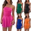 Женское модное однотонное сексуальное короткое платье без бретелек, облегающее платье с обернутыми ягодицами