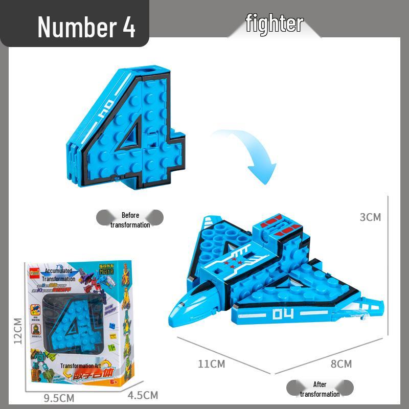 Large Kids' Number Symbol Transforming Robot Car Toy Set