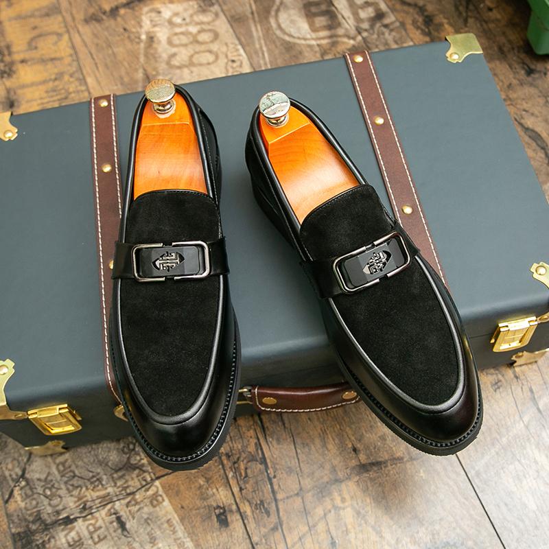 Мужские кожаные туфли без застежек Деловые туфли Повседневные туфли-лоферы Оксфорды Свадебные туфли