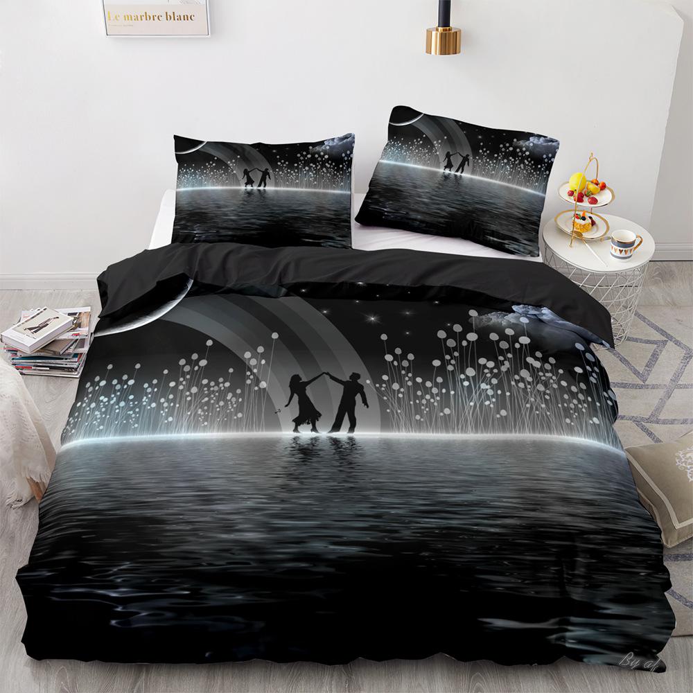 Love Duvet Cover Queen Heart Shaped Bedding Sets White Romance Polyester Comforter Cover for Women Men Boys Girls Teen King Size