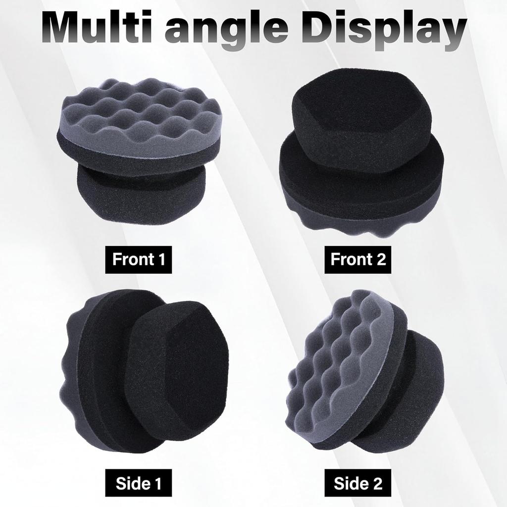 2 PCS Tire Shine Applicator Pad, Hex Grip Tire Dressing Applicator, Reusable Tire Foam Sponge, Tire Shine Brush, Car Detailing Sponge For Rubber