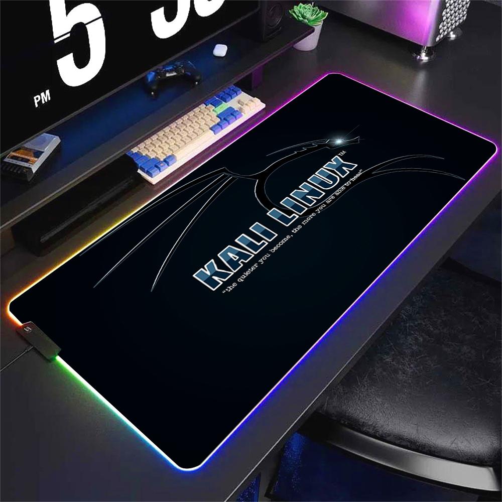 Deskmat Kali Linux Xxl Mouse Pad Gamer Rgb Pc Cabinet Gaming Accessories Keyboard Mousepad Anime Carpet Mats Large Computer Mat