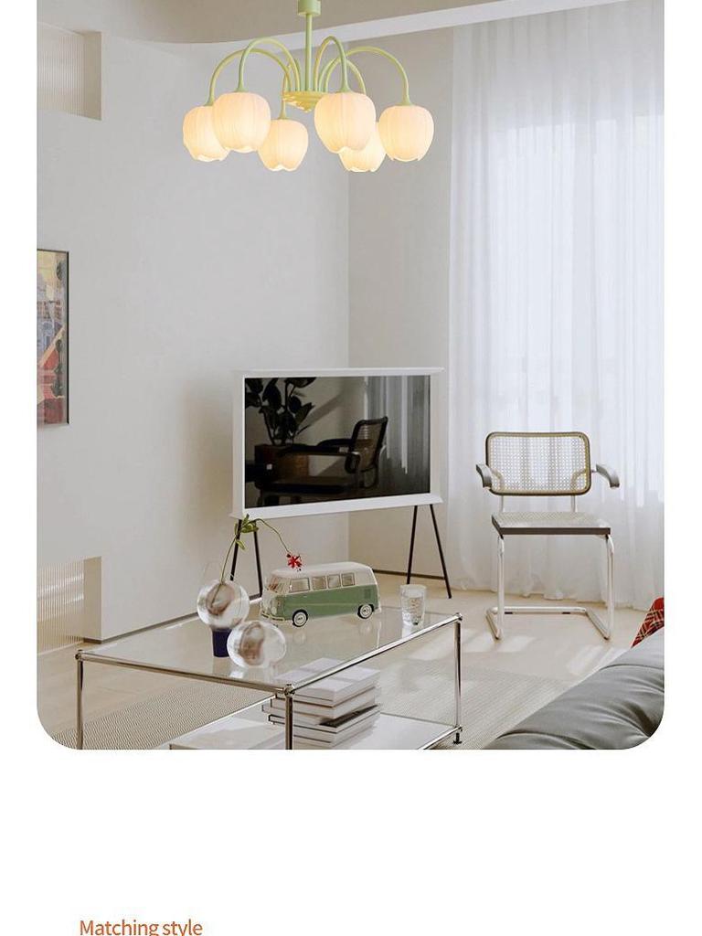 Современная минималистичная люстра в кремовом стиле - Дизайн "Тюльпан" для гостиной, спальни или столовой