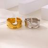 Trend Pleated Exaggerated Ring Opening Adjustable Men's and Women's Stainless Steel Geometric Niche Design Ring