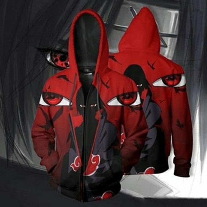 Высокое качество аниме Наруто Рей Акацуки пуловеры на молнии с принтом толстовки с капюшоном аниме пуловеры аниме косплэй плюс размер