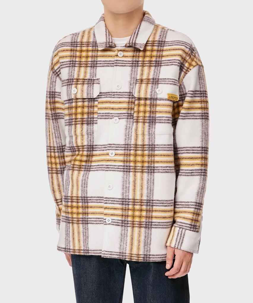 DICKIES Relaxed Plaid Long Sleeve Shirt Cream