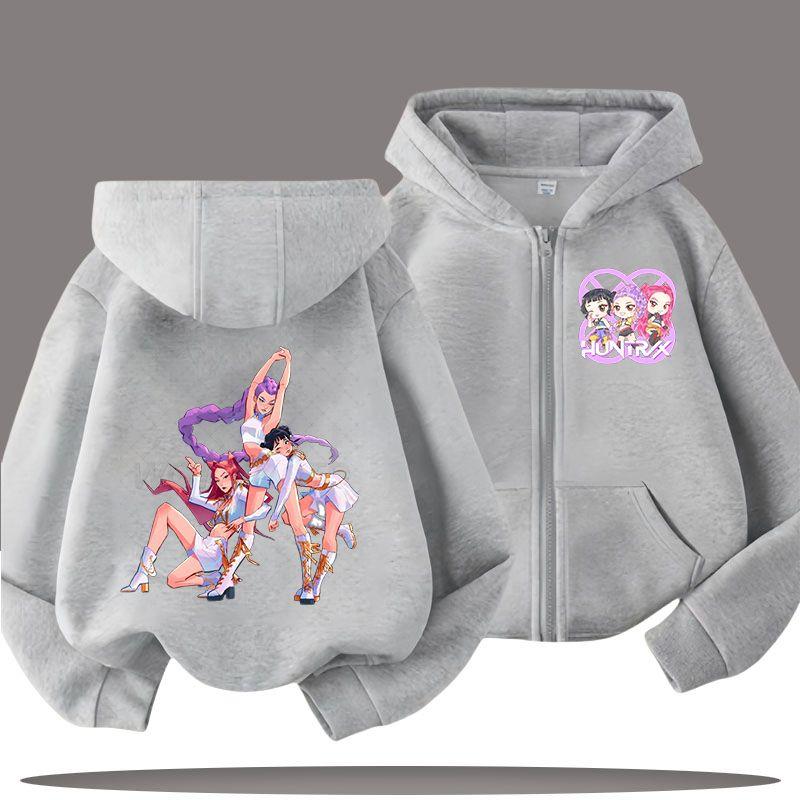 KPop Demon Hunters Zipper Hoodies for Boys and Girls, Children's Fashion Sweatshirts