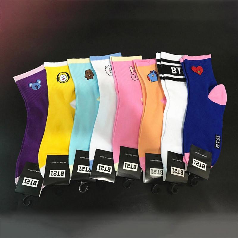 BTS Bangtan Kpop Мальчики Длинные Носки Мультяшная Кукла Chimmy Shooky Высокий Трикотаж