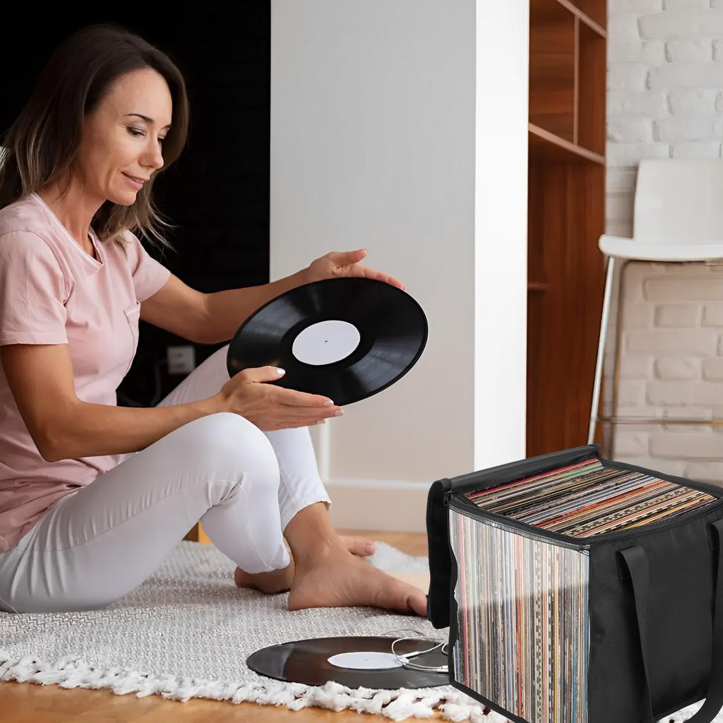 1/2/4 Pcs Vinyl Record Storage Box Large Capacity Clear Album Storage Crate with Lid and Handle Home Closet Multi-role Organizer