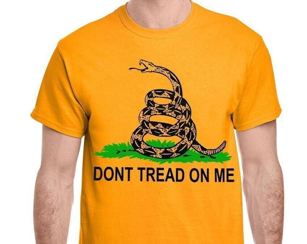 Mens T-shirt Don't Tread on Me Flag Yellow