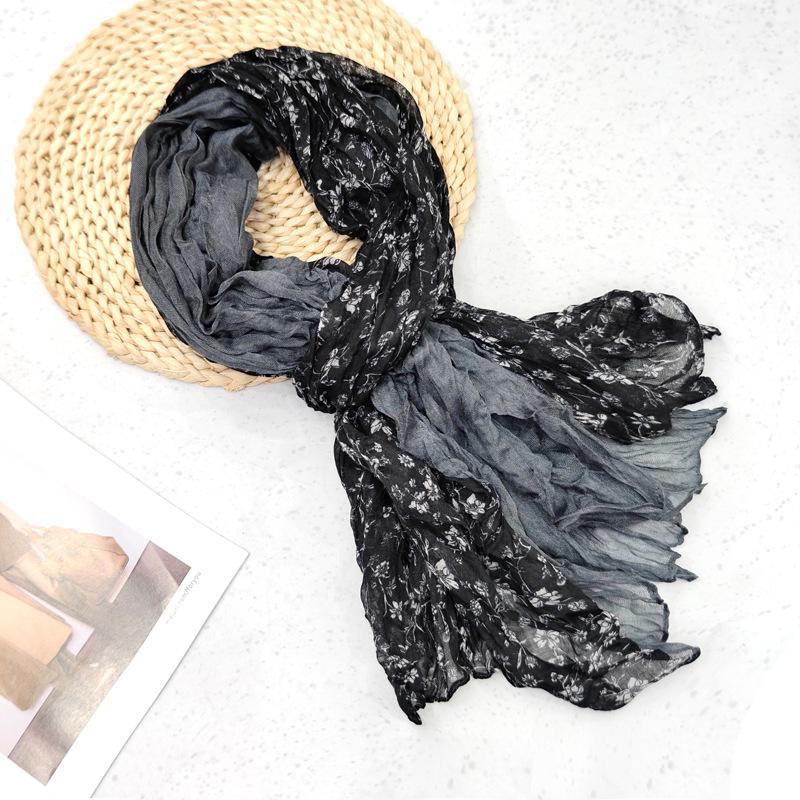 Плетеный шарф, мятый, простой и универсальный, шелковый шарф, осенне-зимняя цветочная шаль, шарф из балийской пряжи для женщин