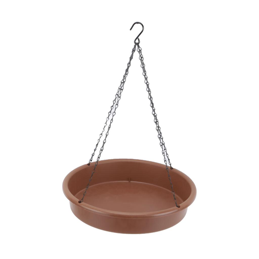 Bird Bath Hanging Bird Feeder Round Plastic Hanging Bird Feeder Tray Outdoor Bird Bath Tray Brown