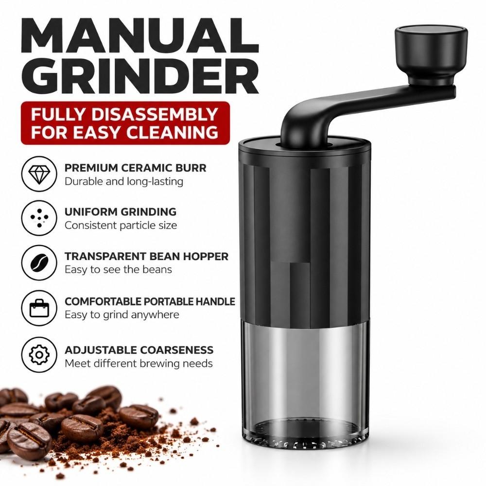 Small Household Coffee Bean Grinder Ceramic Burr Portable Adjustable Grinder Home Use
