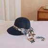 Flower Ribbon Bowknot Straw Hat Elegant Solid Color Sun Hat Trendy French Style Foldable Travel Beach Hats for Women Daily Use Summer Outdoor