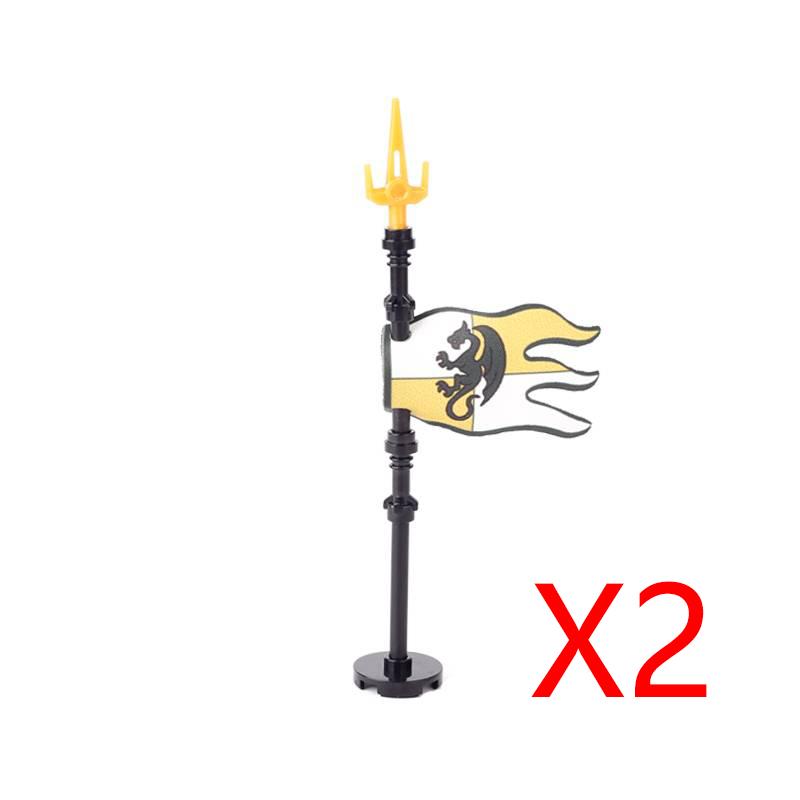 MOC Medieval Building Blocks Soldier Figures Weapons Accessories Armor Shield Flag Transport Ox Horse Mini Brick Toy Gift X010