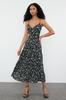 Women's Style Dress Black Skater Skirt Patterned Viscose Maxi Woven Dress