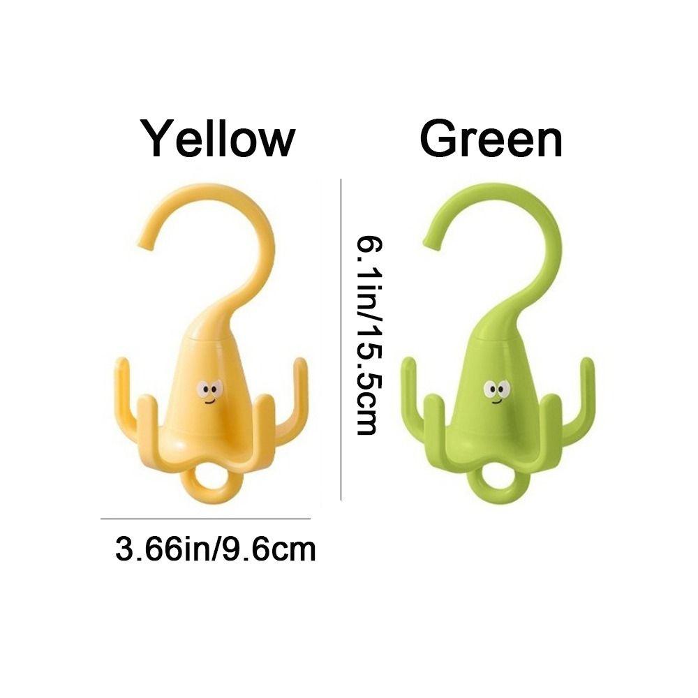 2 Pieces Plastic 360° Rotating Clothes Hook Cartoon Space Saving Rotatable Closet Hooks Decorative Five Claw Hook For Wardrobe