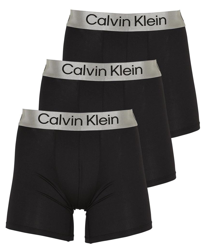 Calvin Klein Мужские боксеры с микроэластичной тканью, длинные, стальной микро to стальной, простой стильный черный комплект, 3 шт., мужские, с начесом, NB1620 (Преемник Микро) Быстросохнущие