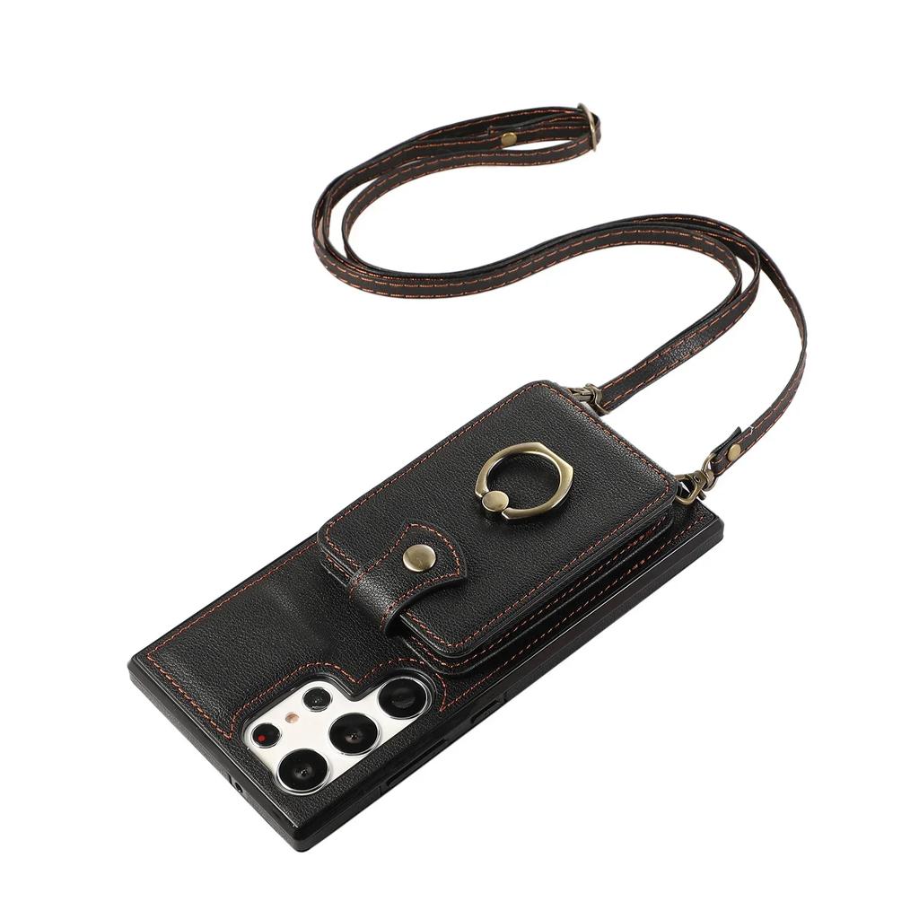 Crossbody Leather Phone Case for Samsung S23 FE S24 S22 Plus S25 Ultra A15 A33 A25 A16 A06 A36 A26 A56  Wallet Card Holder Cover