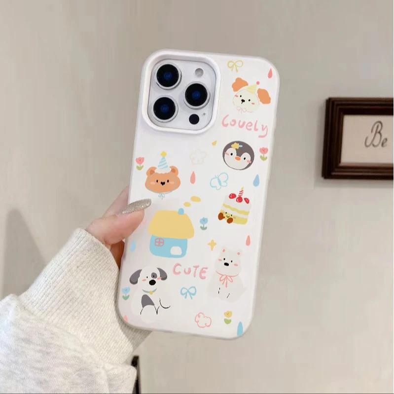 Домашний щенок Подходит для чехла для мобильного телефона Apple 16/17promax iPhone15 Кожаная наклейка Кожаный скраб 13/12 Желе 14