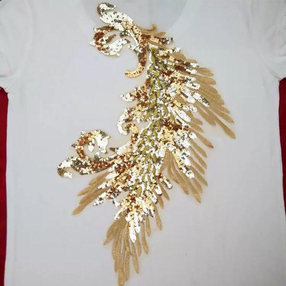 Пайетки в виде пера феникса, нашивки, разноцветные пришивные нашивки, классические модные платья