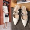 Temperament Versatile Light Mouth Single Shoes Pointed Solid Color Thick Heel Women's Shoes Silver