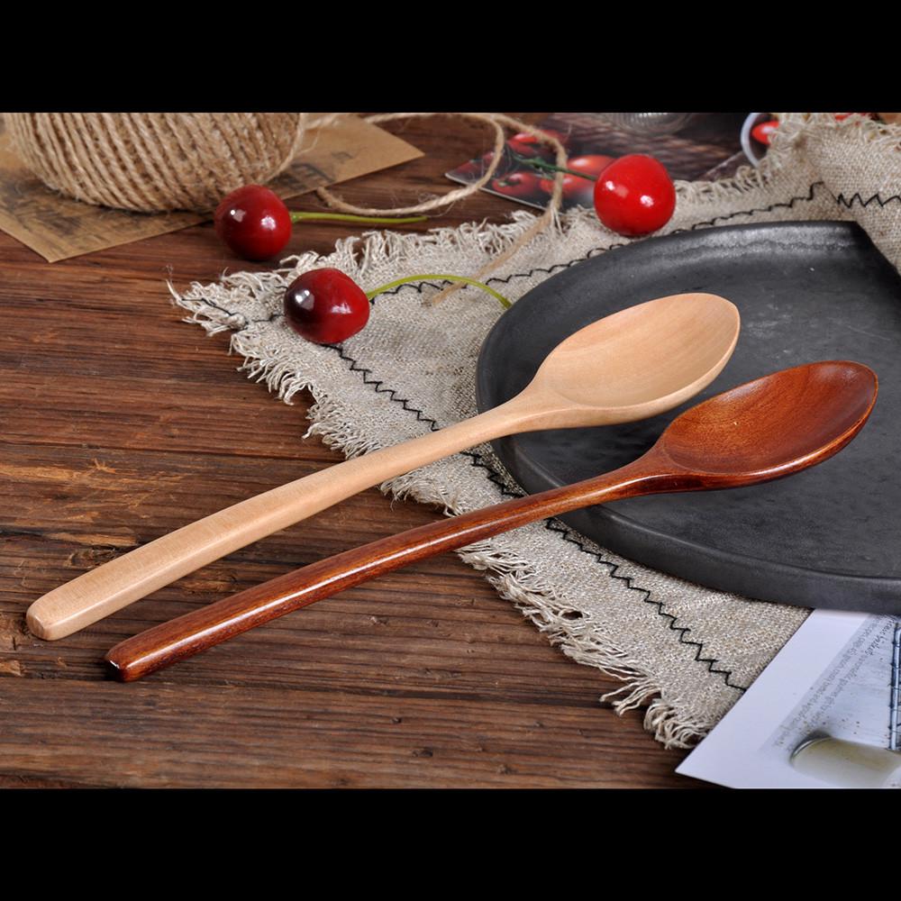 Wooden Spoon Fork Bamboo Kitchen Cooking Utensil Tools Soup-Teaspoon Tableware