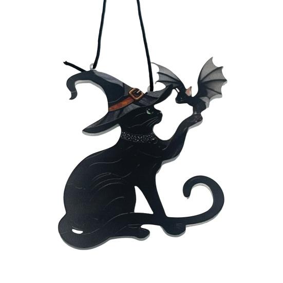 Украшение на Хэллоуин, человеческое сердце, корень дерева, черная кошка, призрачная статуэтка, ручная работа, акриловый кулон для стола, сада, офиса