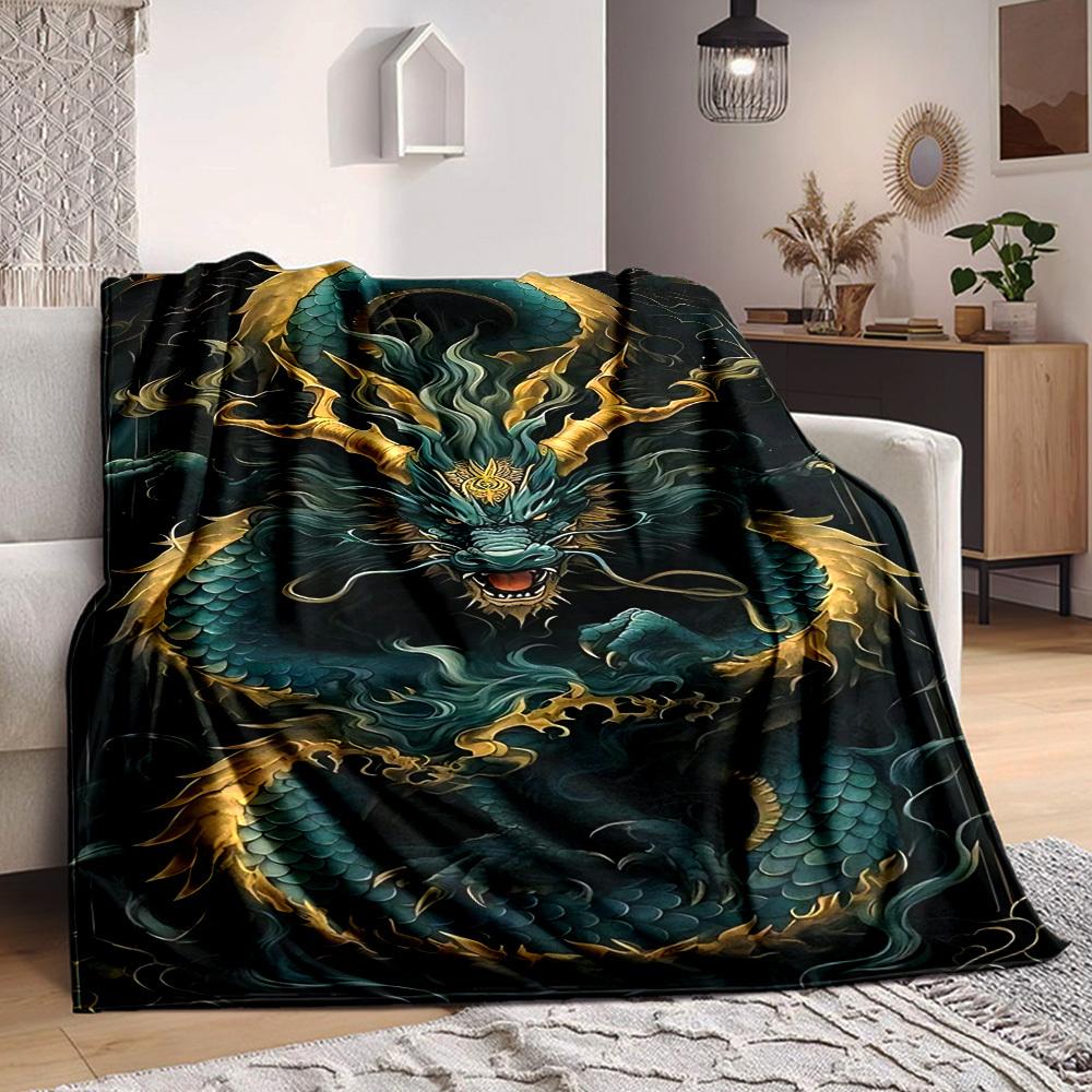 1PC Dragon Print Print Blanket, Soft Throw Blanket - Warm & Cozy for Couch, Bed, Office, and Travel yy250912194