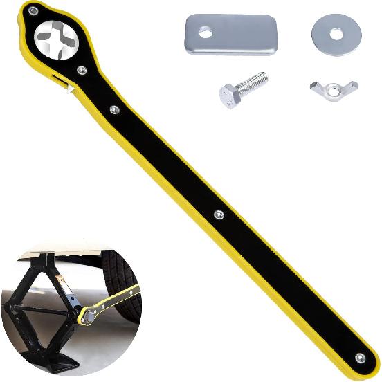 Car Jack Ratchet Wrench, Labor-Saving Tire Jack Handle, Scissor Jack Adapter For Car With Long Handle, 360° Swivel Tire Wheel Lug Wrench For