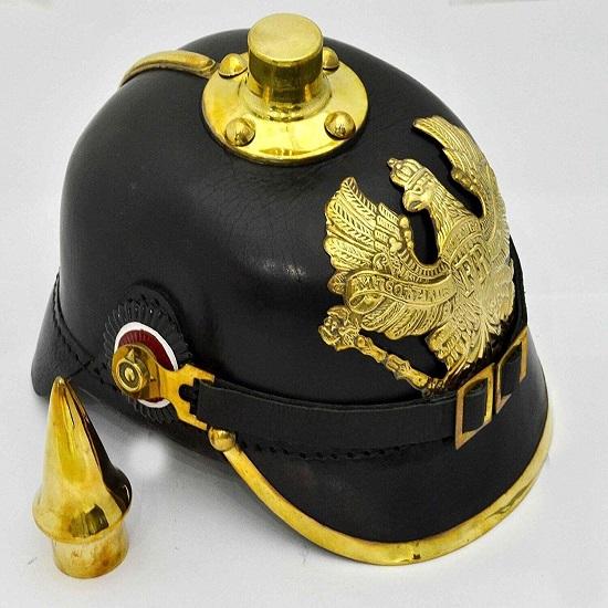 Royal Handicraft German Pickelhaube Helmet Spiked Leather Helmet Imperial Prussian Helmet Gift