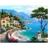 5D Diamond Mosaic Full Diamond Embroidery Beads Beautiful Seaside Town Trees Diamond Cross Stitch