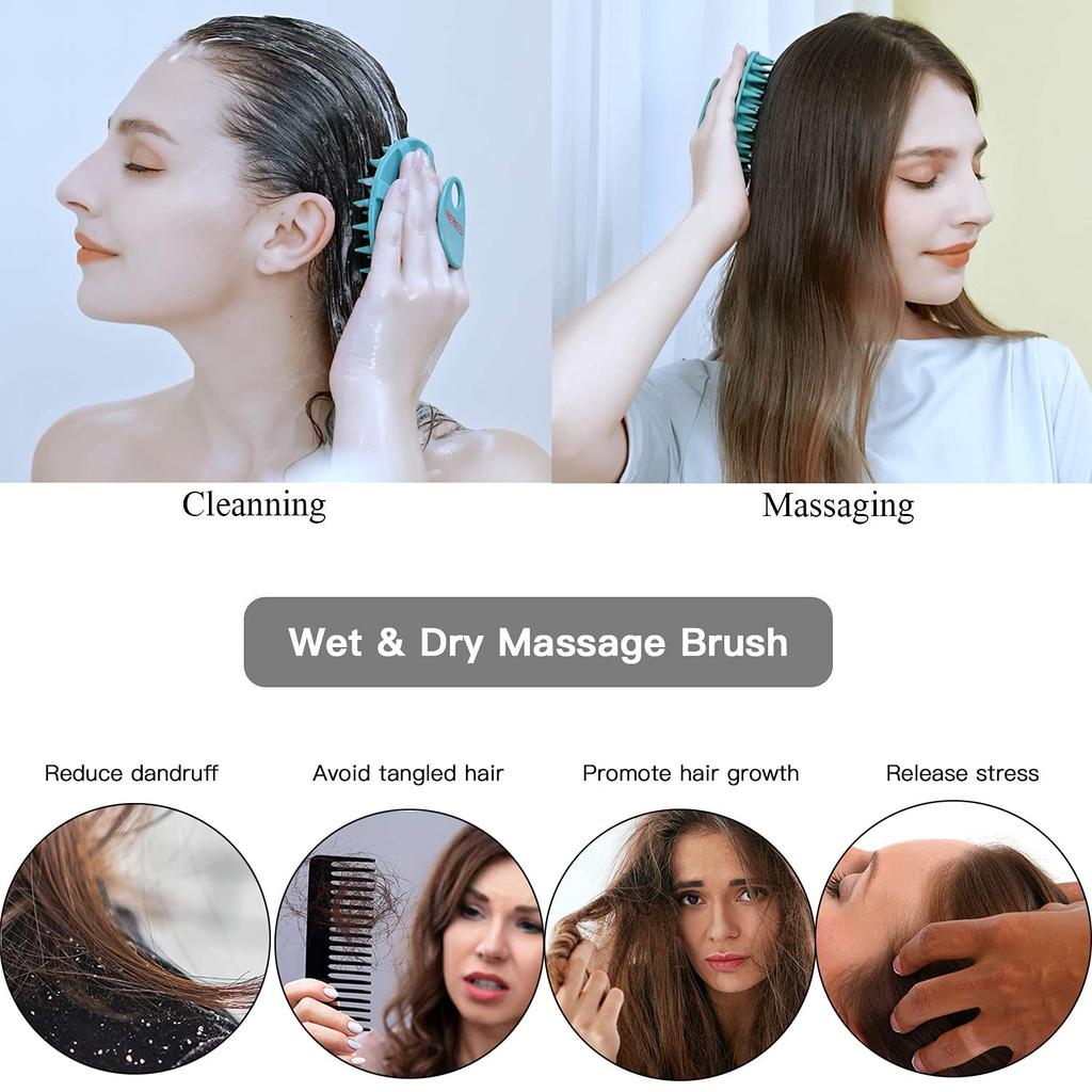 INNERNEED Шампунь 46 Щетка для кожи головы для очищения кожи головы и щетка для ванны для влажного и сухого использования для всех типов волос, щетка, силикон, мягкая, с длинными зубцами для массажа,