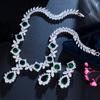 Комплект колье и серег Ruili Flower с цирконом, комплект с изумрудным драгоценным камнем, цепочка, аксессуары для свадебного платья
