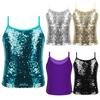 Укороченный топ без рукавов для девочек с блестками и блестками, майка, рубашка Cheer Jazz Performance, жилет