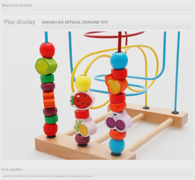 Wooden Fruit & Animal Beads: Educational Toys for Kids' Intelligence & Hand-Eye Coordination Development