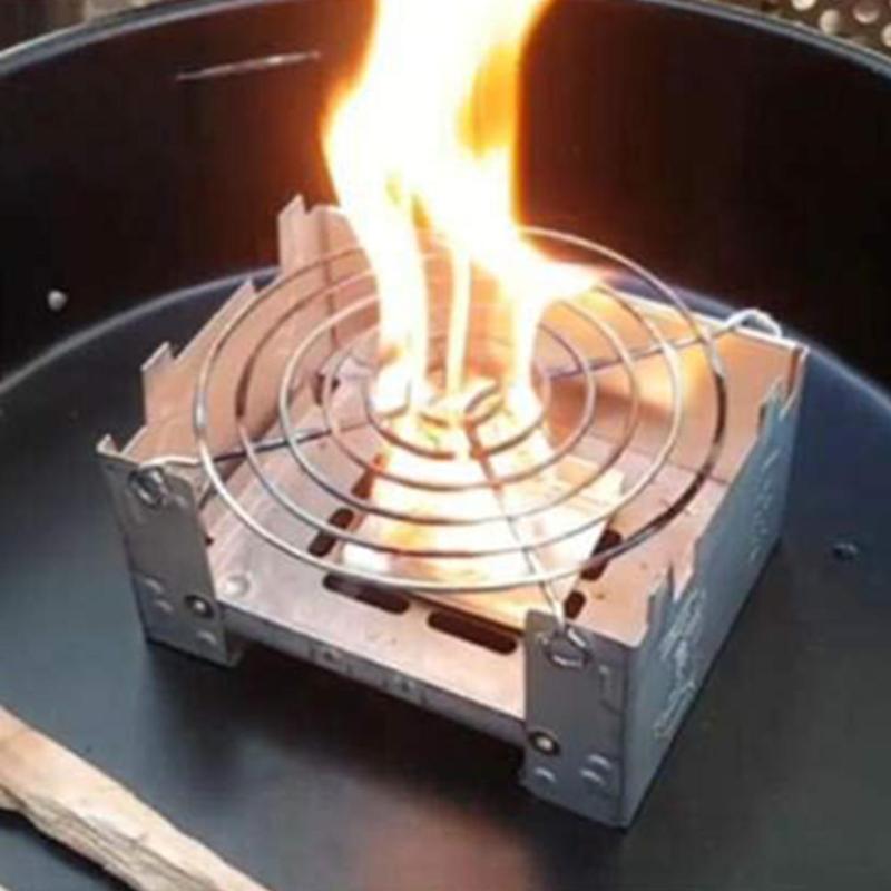 Outdoor Alcohol Stove Holder Camping Mini Foldable Wax Furnace with Stainless Steel Disc Wire Bracket Camping Burner Accessories