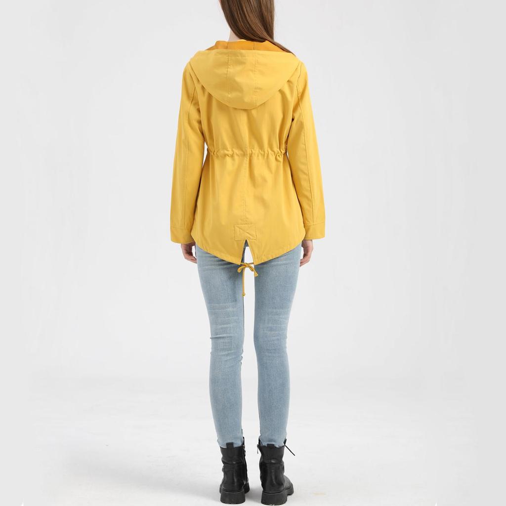 Женская водонепроницаемая куртка-тренч Для пешего туризма На открытом воздухе Ветровка Легкая классическая ветрозащитная с капюшоном Легкое непромокаемое пальто Тонкая верхняя одежда Дождевик