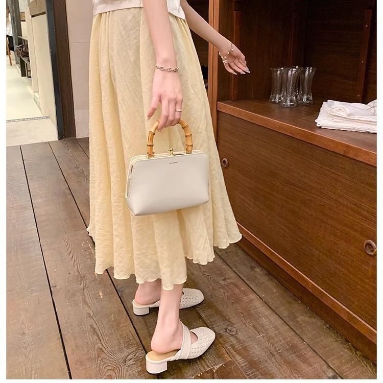 Su Yinyin's Same Square Head Woven Hollow Thick Heel Mary Jane Bag Head Slippers Women's Summer French Lazy Versatile Sandals