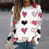 Женская повседневная модная блузка с длинным рукавом и круглым вырезом с принтом ко Дню святого Валентина
