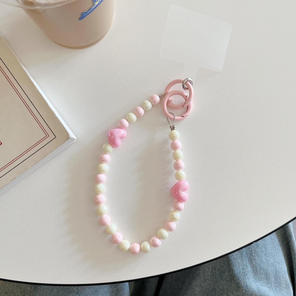 Красочный цепочный ремешок для телефона через плечо с бусинами в форме сердца - Защита от потери, Подходит для всех чехлов