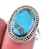 Кольцо из чистого серебра 925 пробы с натуральным бирюзовым медным камнем S.8 v4p79