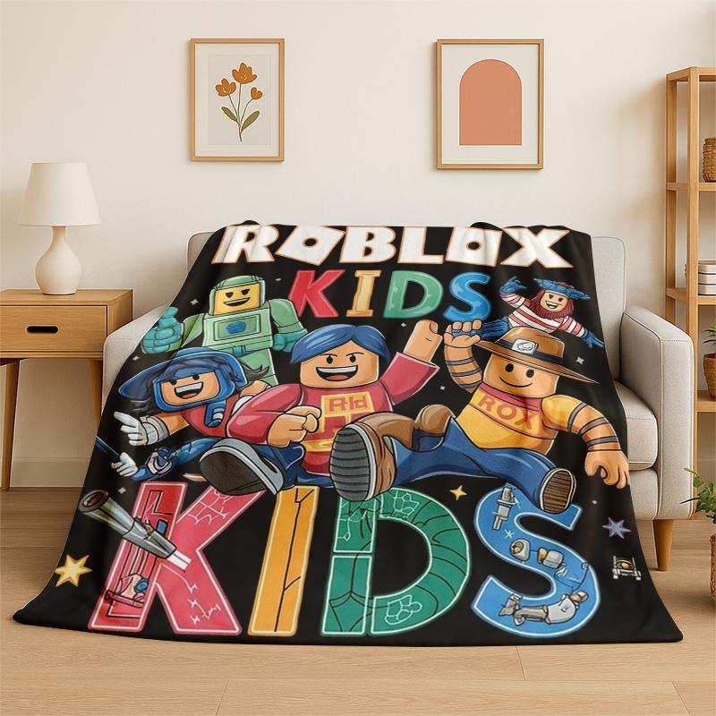 Мультяшное одеяло из фланели для игры R-Robloxs, мягкое и теплое плед-покрывало для спальни, гостиной, кровати, путешествий, кемпинга, пикника, подарок