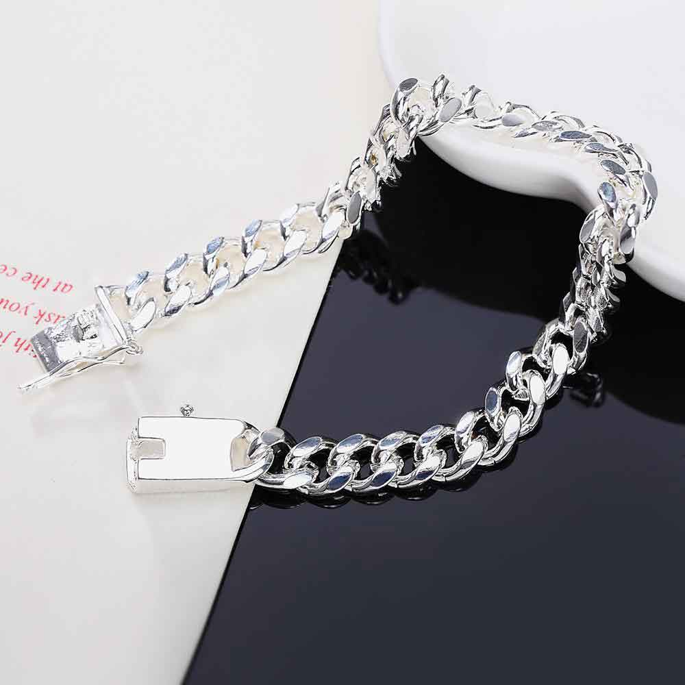 10mm Side Chain Bracelet 925 Sterling Silver Fashion Jewelry