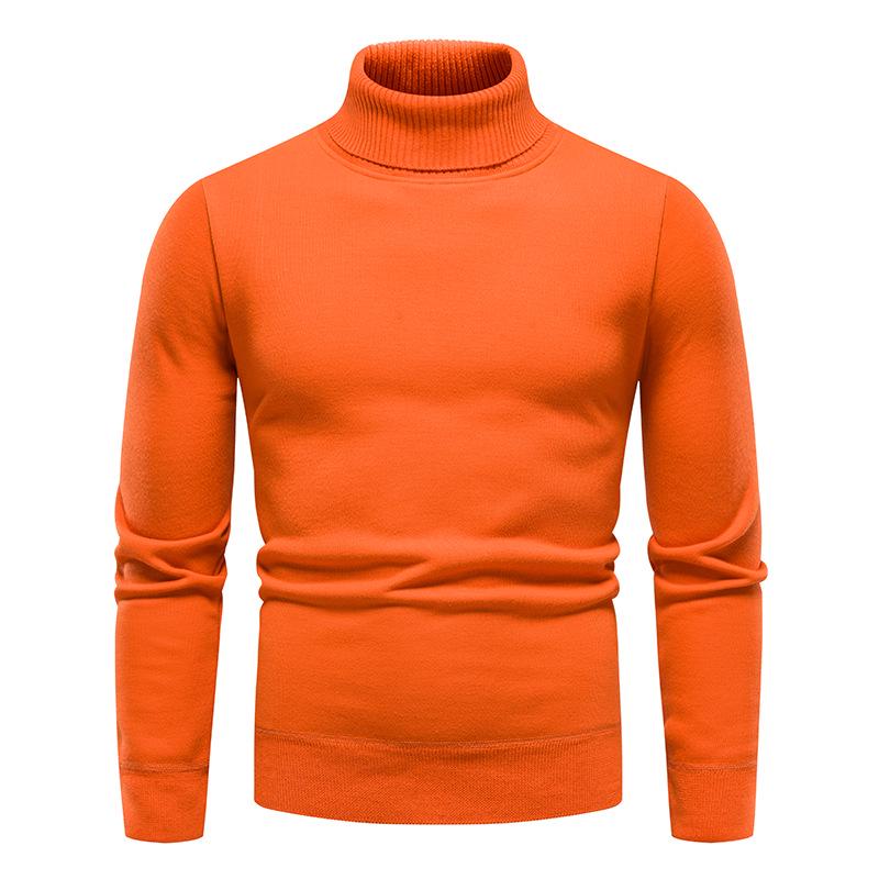 Men's Thick Knitted High-Neck Fleece Pullover Sweater - Autumn & Winter Casual Style