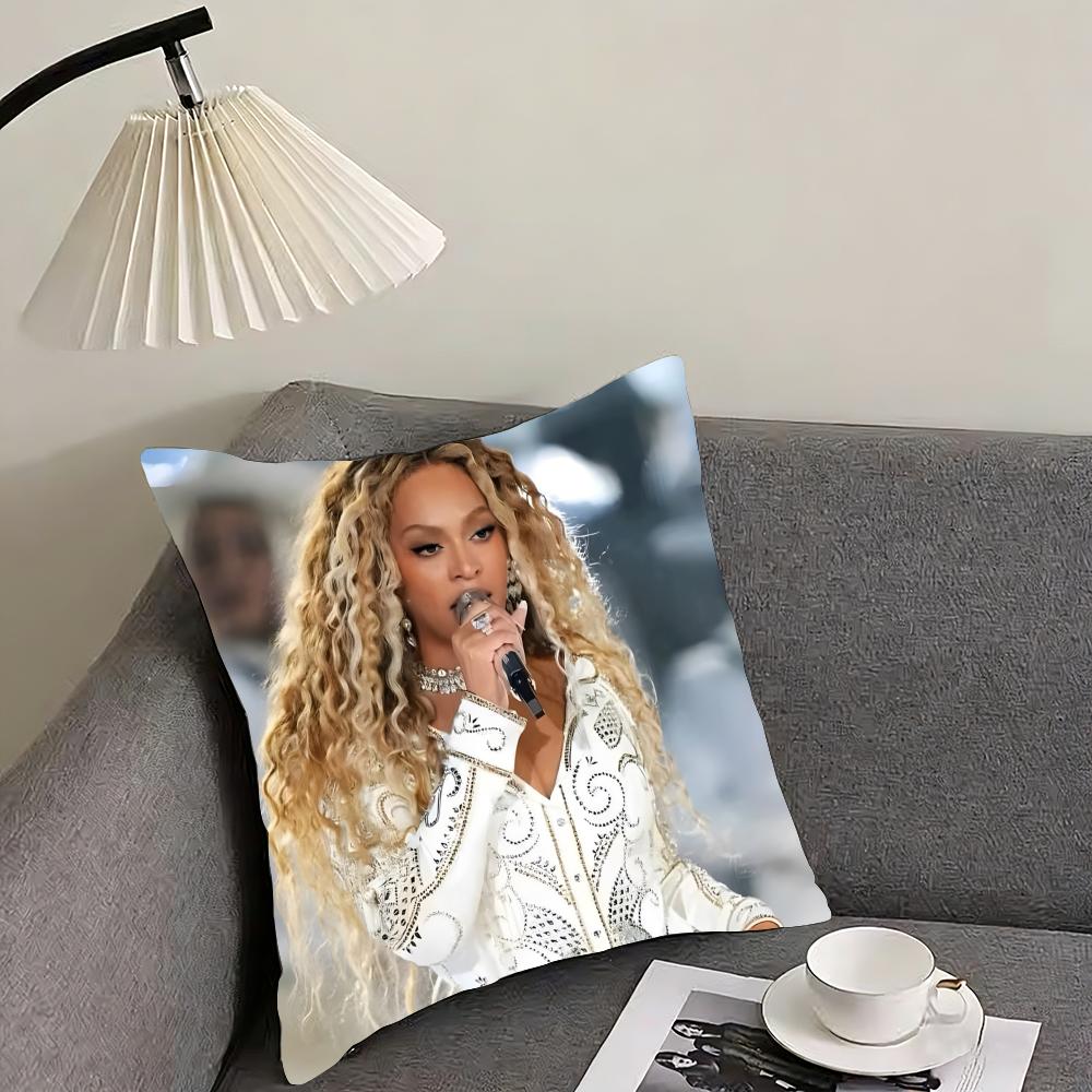 Чехол для подушки с изображением певицы B-Beyonce, двусторонний, из плюша – Для автомобиля, дивана, спальни, идеален в качестве подарка.