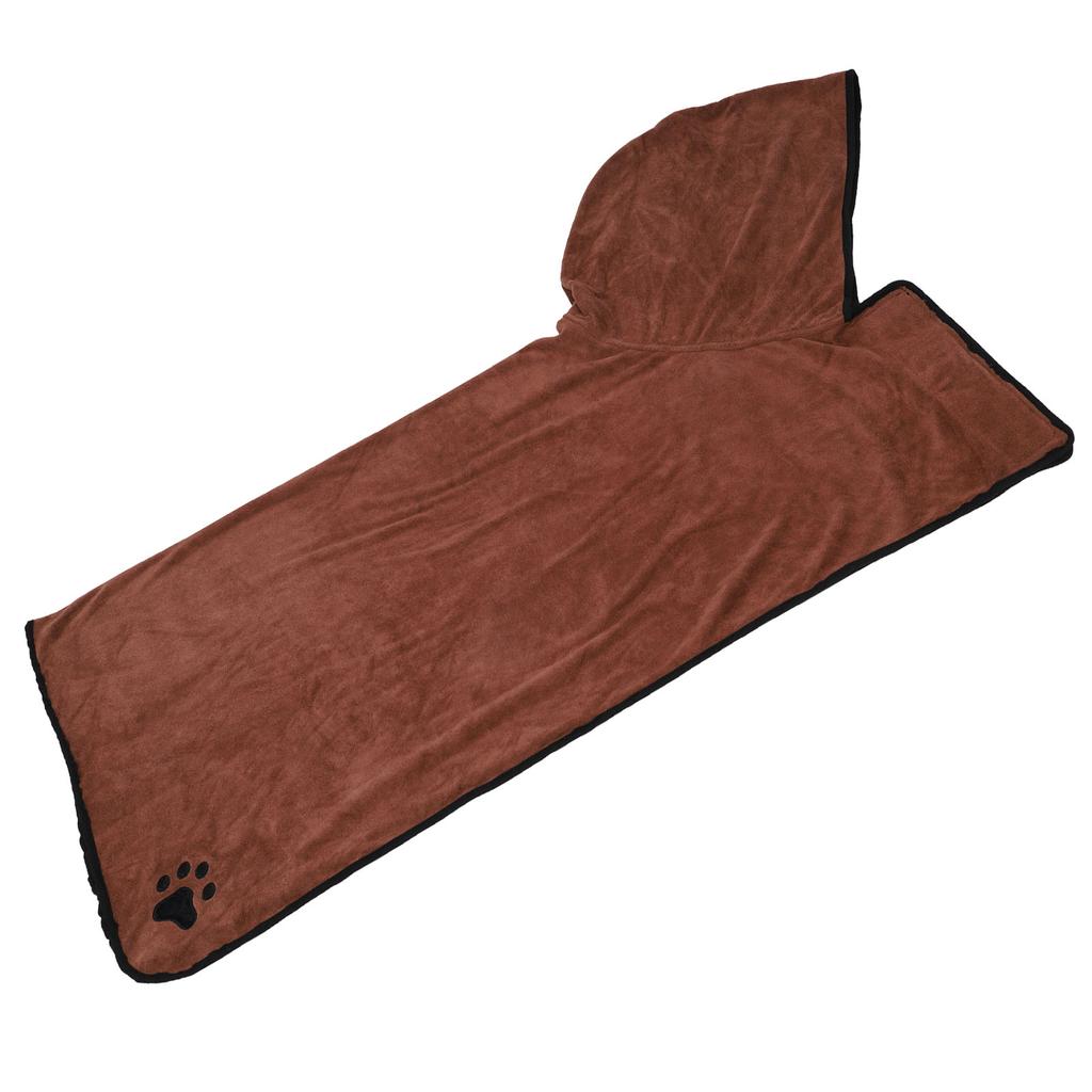 Халат для домашних животных, впитывающий воду, для собак, кошек, носимое полотенце с капюшоном и поясом, коричневый, XL