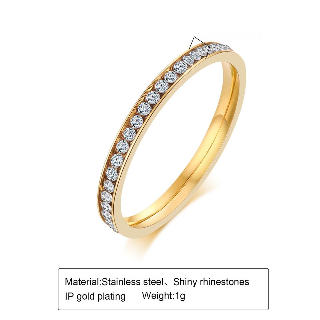 Минималистичное женское кольцо с цирконием в японском и корейском стиле - нержавеющая сталь R-536