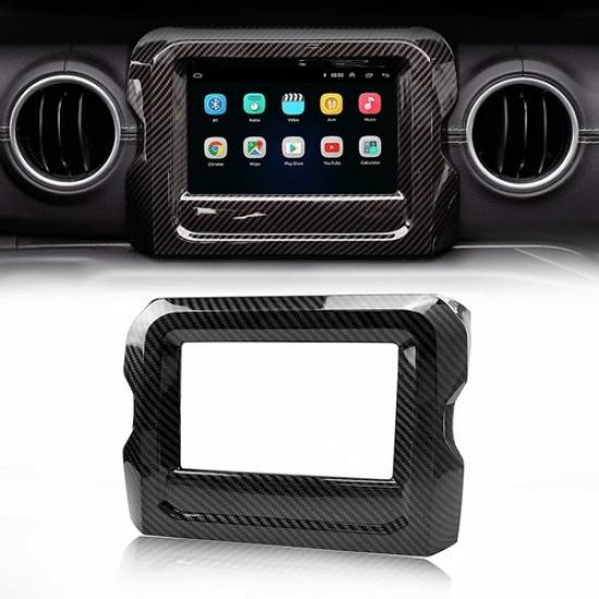 7" Carbon Fiber Dash GPS Navigation Panel Frame Cover For Jeep Wrangler JL JT