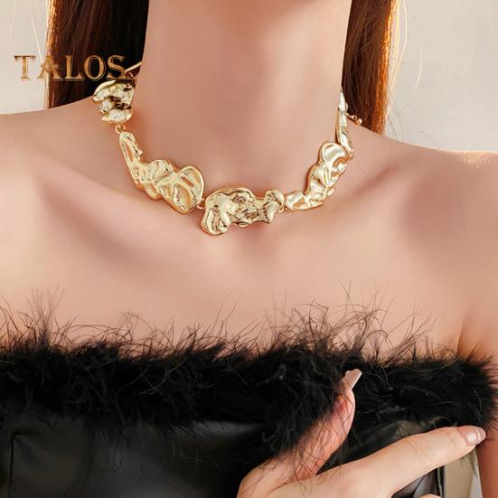 Женское ожерелье неправильной жидкой формы с гальваническим покрытием сплошного цвета в стиле панк из нержавеющей стали, украшения для шеи, вечерние украшения, ожерелье на ключицу, колье-колье